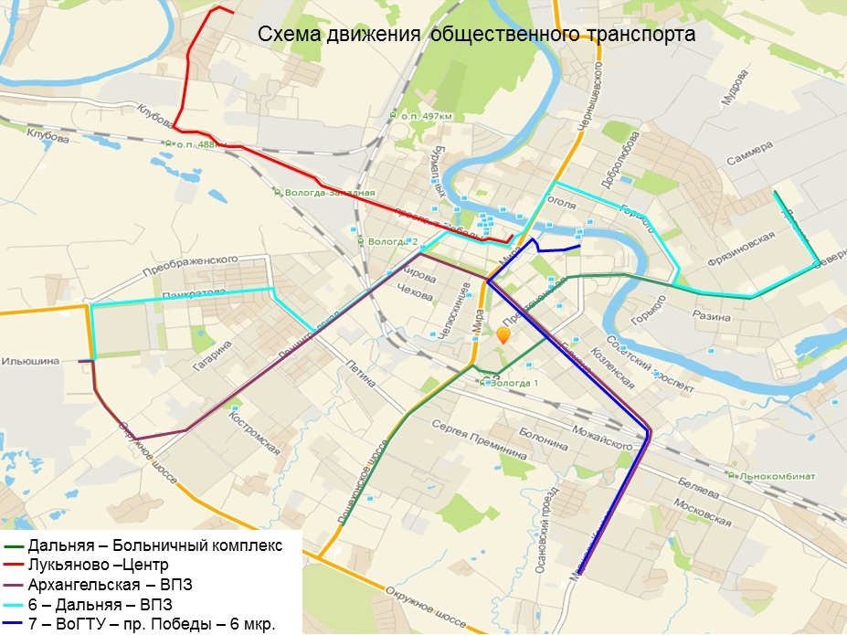 Карта вологды с остановками автобусов
